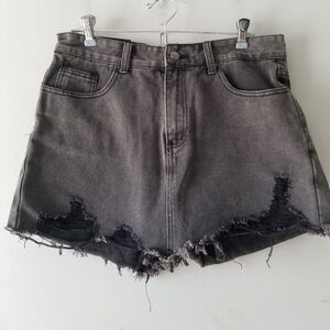 NEW American Bazi Gray Distressed  Denim Shorts Large